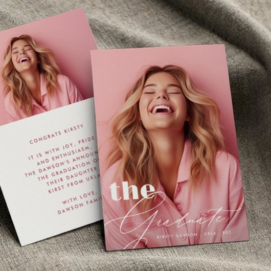 おもしろい大学院生の台本2枚写真卒業 案内状