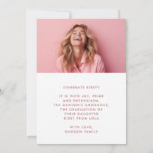 おもしろい大学院生の台本2枚写真卒業 案内状 (裏面)