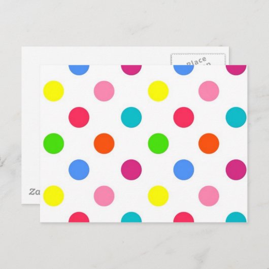 おもしろい大水玉模様赤イエローグリーンピンクオレンジ ポストカード (正面/裏面)