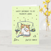 おもしろい天秤座のカード 十二星座ネコちゃん 占い カード (黄色い花)