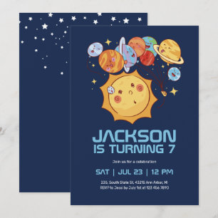 おもしろい太陽と惑星 外宇宙 子供の誕生日 招待状