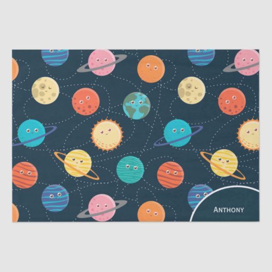 おもしろい太陽の系惑星パタ子供へーンBlue Tis 薄葉紙 (正面)