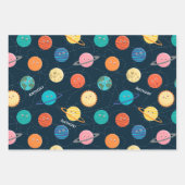 おもしろい太陽の系惑星パタ子供へーンBlue Wra ラッピングペーパーシート (正面)