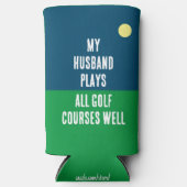 「おもしろい夫は遊全てゴルフ場が上手だ」 スリム缶クーラー (正面)