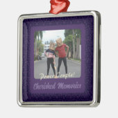 おもしろい夫パーソナライズされた紫への贈り物 メタルオーナメント (左)