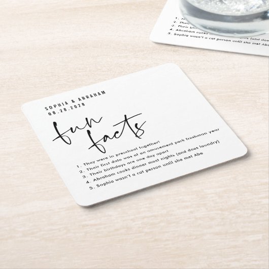 おもしろい夫婦に関す結婚る事実 スクエアペーパーコースター (アングル)