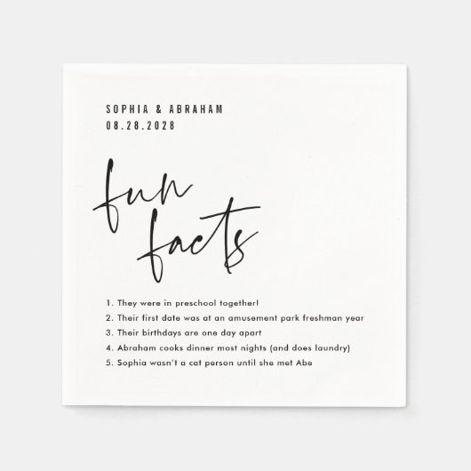 おもしろい夫婦に関す結婚る事実 スタンダードカクテルナプキン (正面)