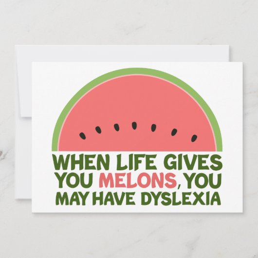 おもしろい失読症カード (正面)