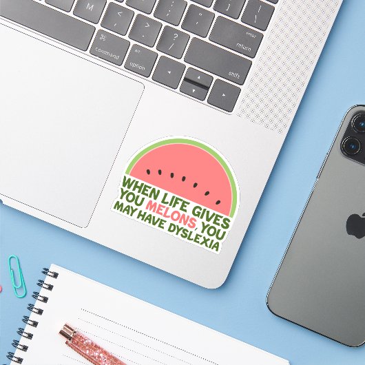 おもしろい失読症引用文失読性ユーモアスイカ シール (ノートパソコンとiPhone)