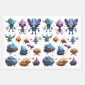 おもしろい奇妙なエイリアンモンスター ラッピングペーパーシート (正面3)