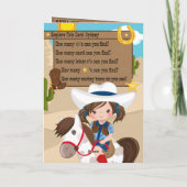 おもしろい女の子あなたが迷路の女性のカーボーイ誕生日カード カード (裏面)