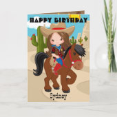 おもしろい女の子あなたが迷路の女性のカーボーイ誕生日カード カード (正面)