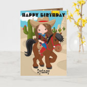 おもしろい女の子あなたが迷路の女性のカーボーイ誕生日カード カード (黄色い花)