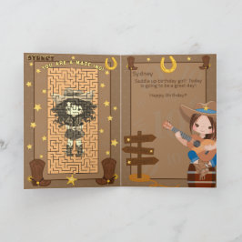 おもしろい女の子あなたが迷路の女性のカーボーイ誕生日カード カード