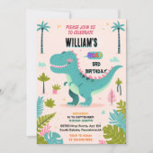 おもしろい女の子かわいい男の子T 3 3レックス3rd誕生日 招待状 (正面)