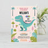 おもしろい女の子かわいい男の子T 3 3レックス3rd誕生日 招待状 (スタンド正面)