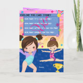 おもしろい女の子の体操あなたが迷路の誕生日 カード (裏面)