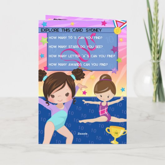 おもしろい女の子の体操あなたが迷路の誕生日 カード (裏面)
