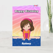 おもしろい女の子の体操あなたが迷路の誕生日 カード (正面)