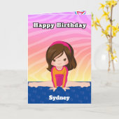 おもしろい女の子の体操あなたが迷路の誕生日 カード (黄色い花)