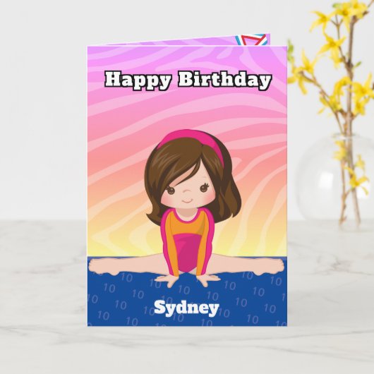 おもしろい女の子の体操あなたが迷路の誕生日 カード (黄色い花)