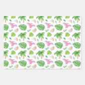 おもしろい女の子パーティー恐竜のドット行かわいい子供 ラッピングペーパーシート (正面3)