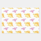 おもしろい女の子パーティー恐竜のドット行かわいい子供 ラッピングペーパーシート (正面)