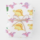 おもしろい女の子パーティー恐竜のドット行かわいい子供 ラッピングペーパーシート (インサイチュ)