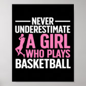 おもしろい女子のバスケットボールのアート青少年10代のバスケットボール ポスター (正面)