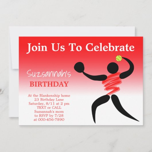 おもしろい女子ソフトボカスタムール誕生日パーティー招待 招待状 (正面)