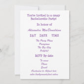 おもしろい女子パーソナライズされたバチェロレッテ 招待状 (裏面)