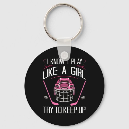 おもしろい女子ホッケーデザイン女子フィールドホッケーなし キーホルダー (正面)