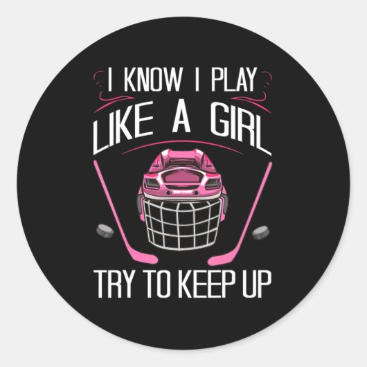 おもしろい女子ホッケーデザイン女子フィールドホッケーなし ラウンドシール (正面)