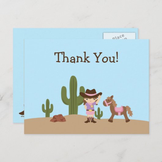 おもしろい女性のカーボーイウェスタン感謝していガールユー葉書 ポストカード (正面/裏面)