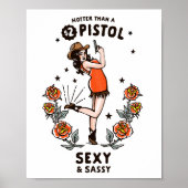 おもしろい女性のカーボーイポスターヴィンテージウェスタン女性のカーボーイアート ポスター (正面)