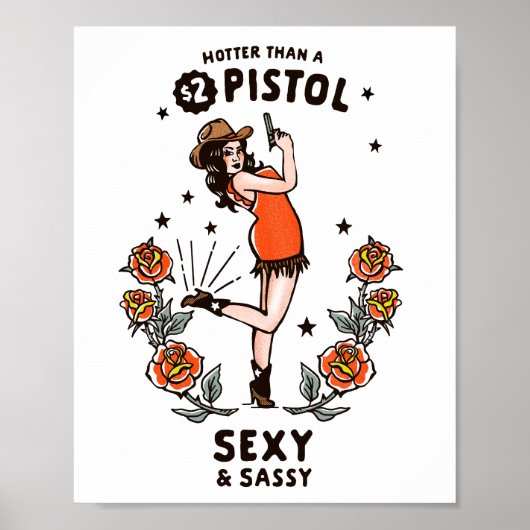 おもしろい女性のカーボーイポスターヴィンテージウェスタン女性のカーボーイアート ポスター (正面)