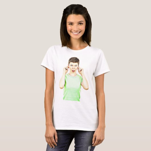 おもしろい女性の顔 ユーモアTシャツ Tシャツ (正面フル)