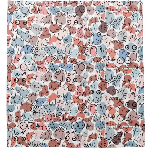 おもしろい女性デザイン シャワーカーテン (正面)