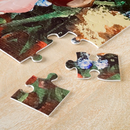 おもしろい好きのダークタン犬かわいい背景顔 ジグソーパズル (側面)