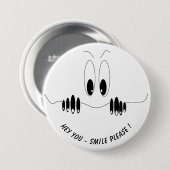おもしろい好奇心の目ボタンスマイルテキスト/色 缶バッジ (正面&裏面)