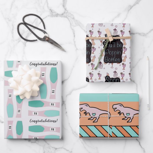 おもしろい妊娠ユーモア赤ちゃんシャワー ラッピングペーパーシート (正面)