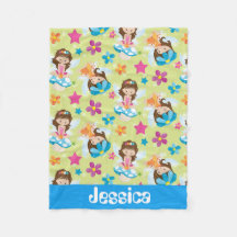 おもしろい妖精パターンファンタジーの女の子毛布は名前を加えます