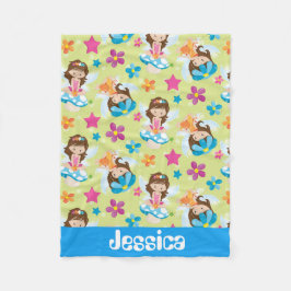おもしろい妖精パターンファンタジーの女の子毛布は名前を加えます フリースブランケット