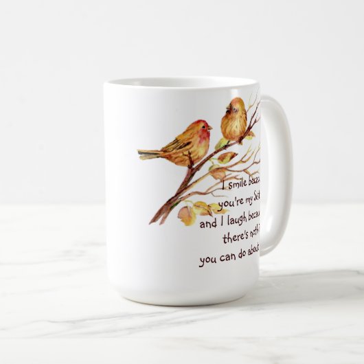 おもしろい姉妹ことわざかわいい鳥たち コーヒーマグカップ (正面右)