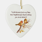 おもしろい姉妹ことわざかわいい鳥たち セラミックオーナメント (右)