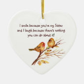 おもしろい姉妹ことわざかわいい鳥たち セラミックオーナメント (正面)