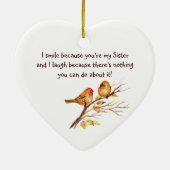 おもしろい姉妹ことわざかわいい鳥たち セラミックオーナメント (裏面)