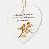 おもしろい姉妹ことわざかわいい鳥たち セラミックオーナメント (左)