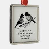 おもしろい姉妹引用文かわいい鳥のユーモア メタルオーナメント (右)
