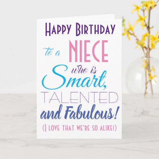 おもしろい姪っ子 誕生日おめでとう カード (黄色い花)